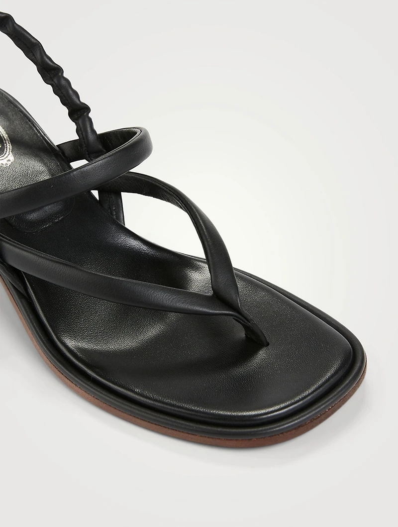 Leather Heeled Slingback Thong Sandals