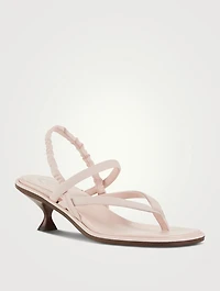Leather Heeled Slingback Thong Sandals