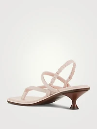 Leather Heeled Slingback Thong Sandals