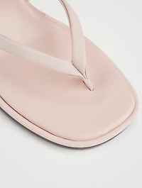 Leather Heeled Slingback Thong Sandals