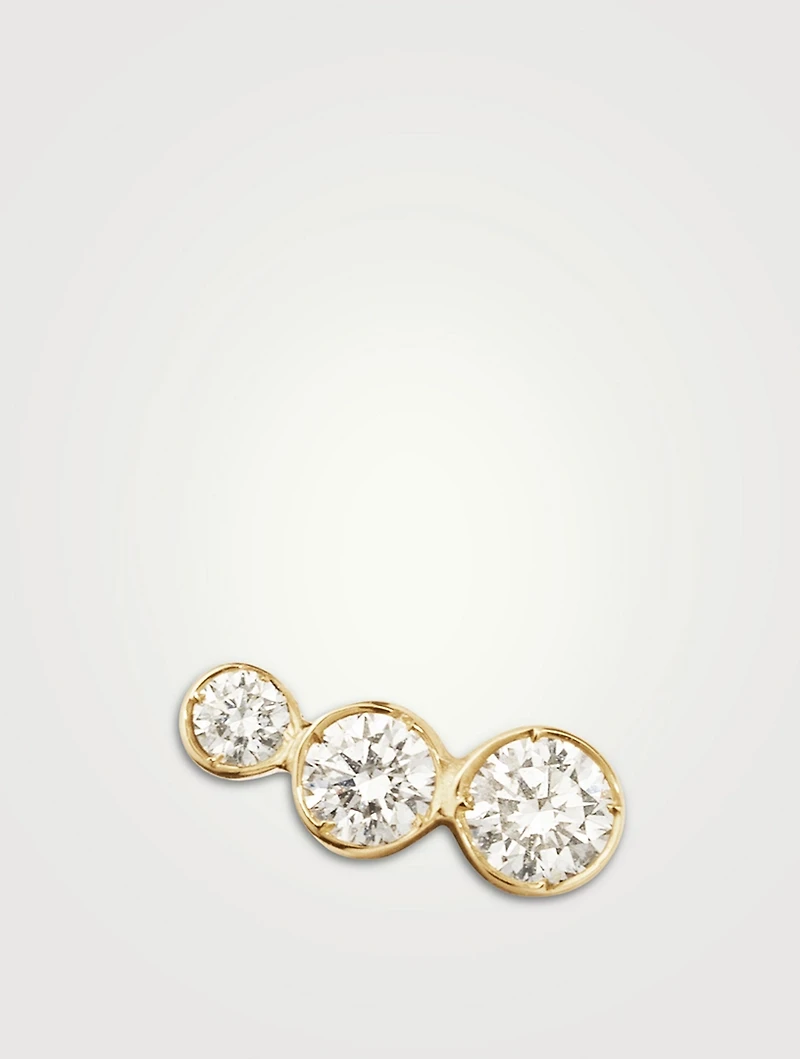 Croissant Trois 18K Gold Diamond Earring