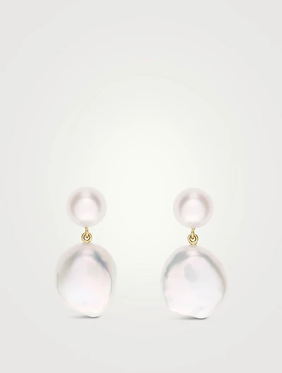 Venus Blanc 14K Gold Pearl Drop Earrings
