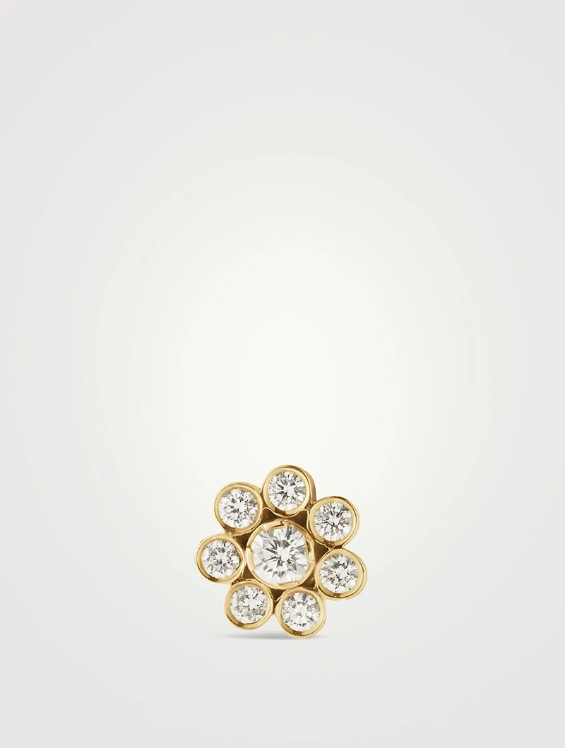 Bellis Diamant 18K Gold Diamond Flower Stud Earrings