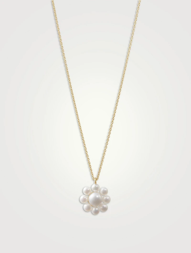 Margherita Simple 14K Gold Necklace With Pearl Flower Pendant