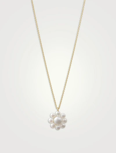 Margherita Simple 14K Gold Necklace With Pearl Flower Pendant