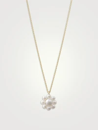 Margherita Simple 14K Gold Necklace With Pearl Flower Pendant