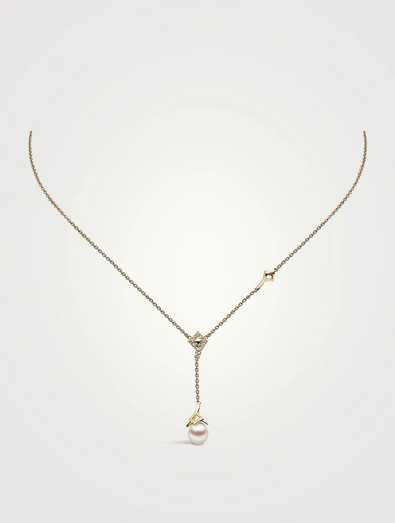 Trend 18K Gold Freshwater Pearl Pendant Necklace With Diamonds