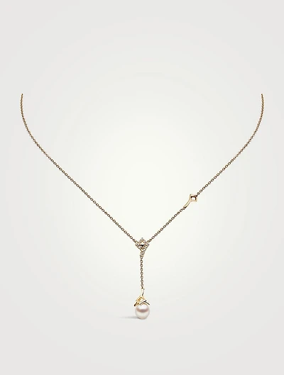 Trend 18K Gold Freshwater Pearl Pendant Necklace With Diamonds