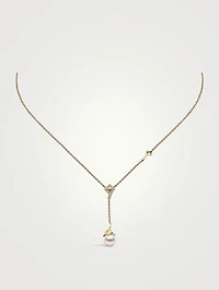 Trend 18K Gold Freshwater Pearl Pendant Necklace With Diamonds