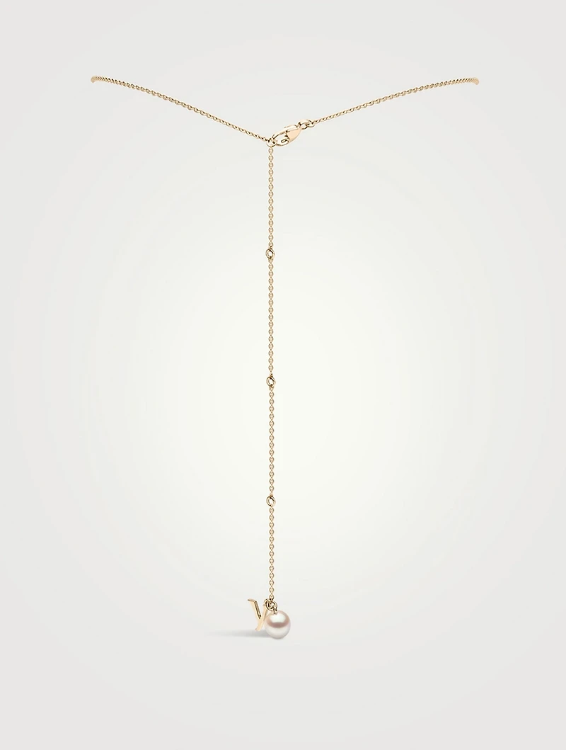 Trend 18K Gold Freshwater Pearl Pendant Necklace With Diamonds