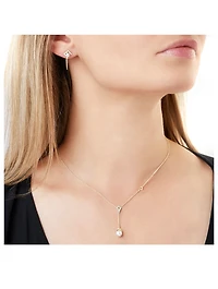Trend 18K Gold Freshwater Pearl Pendant Necklace With Diamonds