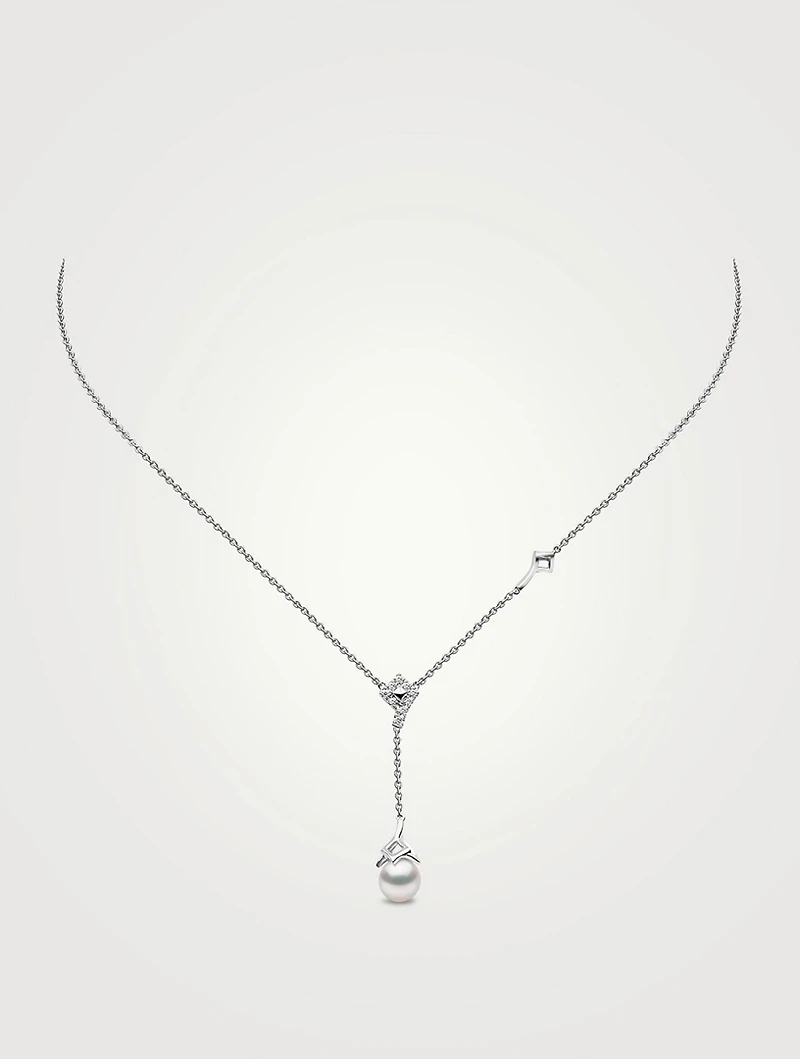 Trend 18K Gold Freshwater Pearl Pendant Necklace With Diamonds
