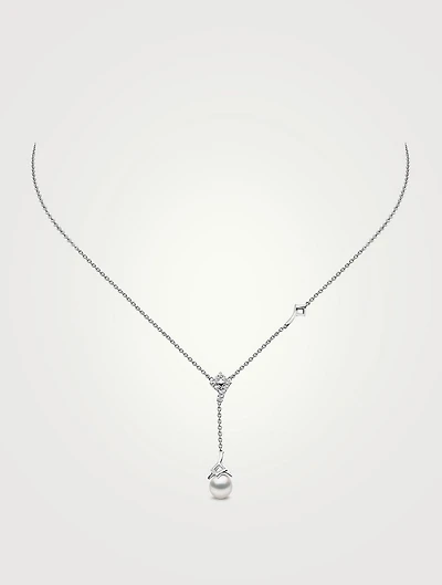 Trend 18K Gold Freshwater Pearl Pendant Necklace With Diamonds