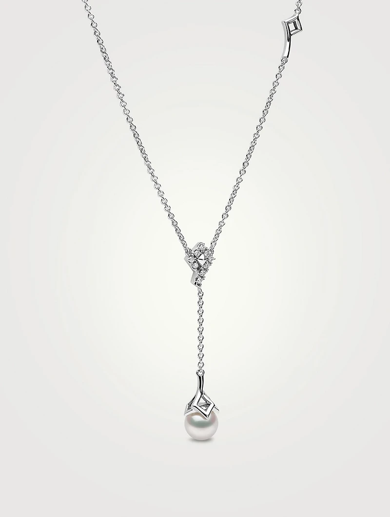 Trend 18K Gold Freshwater Pearl Pendant Necklace With Diamonds