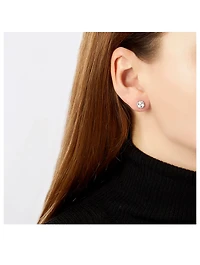 Sleek 18K White Gold Akoya Pearl Stud Earrings With Diamonds