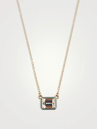 14K Gold Rectangular Cocktail Necklace With White Topaz