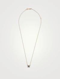 14K Gold Rectangular Cocktail Necklace With White Topaz