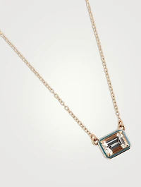 14K Gold Rectangular Cocktail Necklace With White Topaz