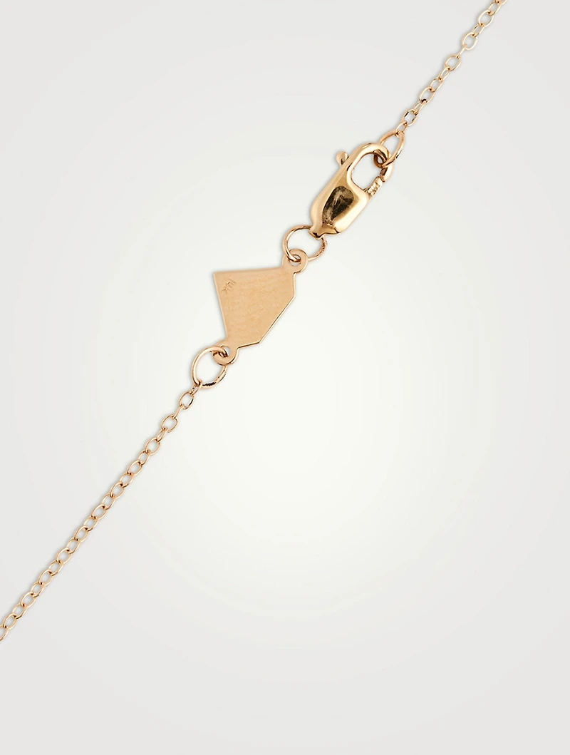 14K Gold Rectangular Cocktail Necklace With White Topaz