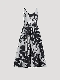 Cotton Poplin Midi Dress Grafitti Print