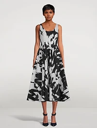 Cotton Poplin Midi Dress Grafitti Print