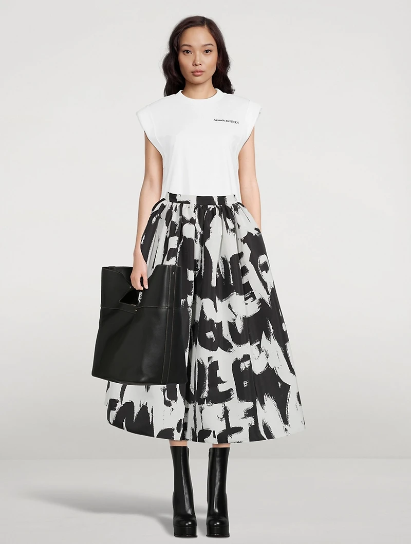 Polyfaille Midi Skirt Grafitti Print