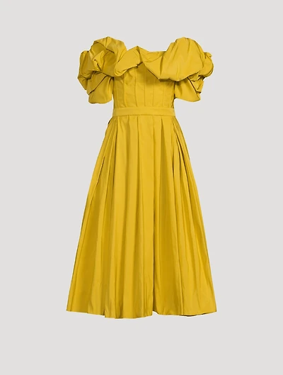 Ruffled Off-The-Shoulder Midi Dress