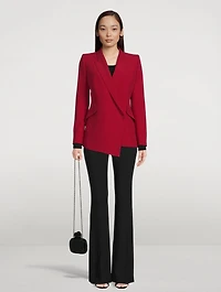 Drop Hem Leaf Crepe Blazer
