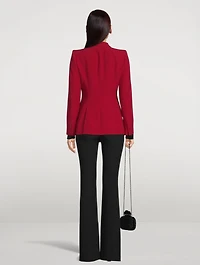 Drop Hem Leaf Crepe Blazer