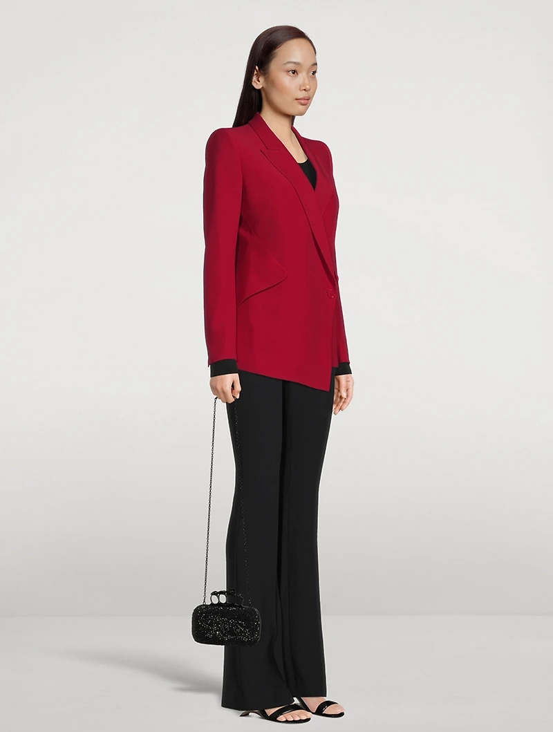 Drop Hem Leaf Crepe Blazer