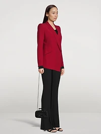 Drop Hem Leaf Crepe Blazer