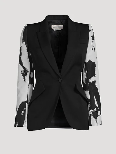 Wool Blazer With Grafitti Sleeves