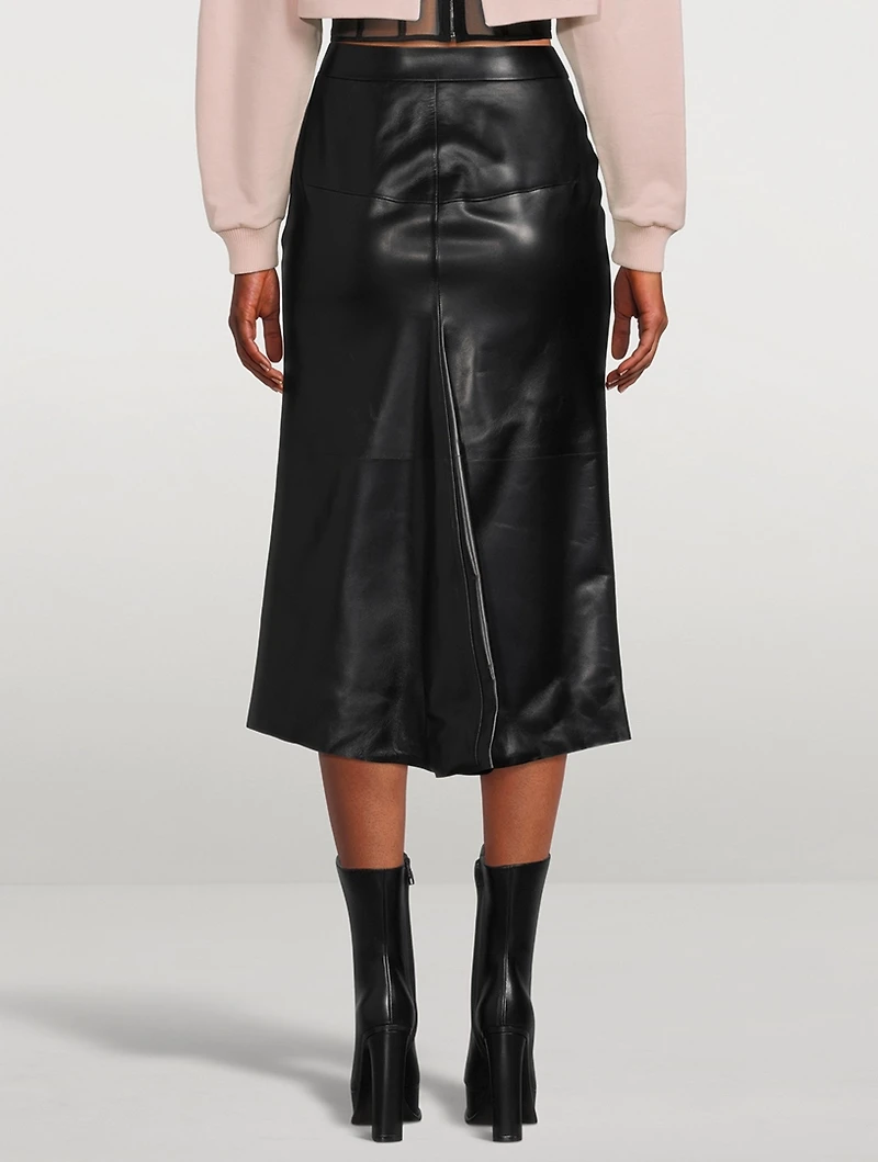 Kickback Leather Midi Skirt