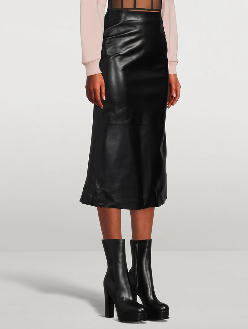 Kickback Leather Midi Skirt