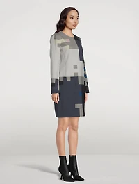 Wool Double Face Sheath Dress Novemberday Print