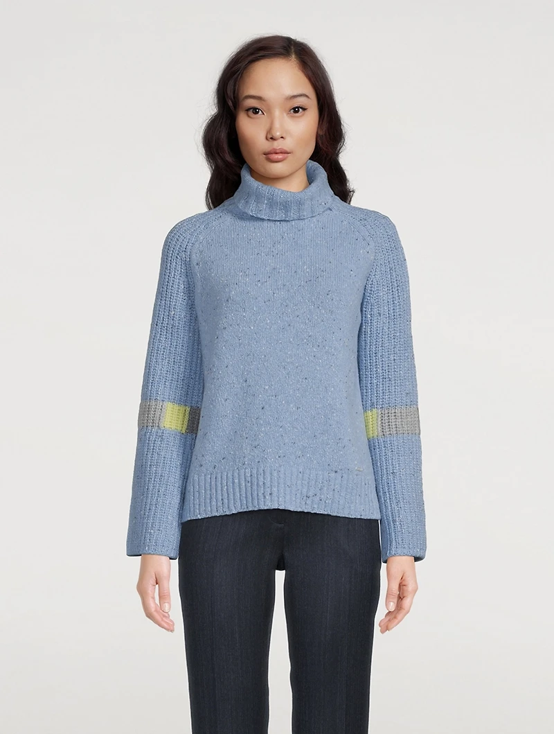 Colourblock Cashmere Turtleneck Sweater