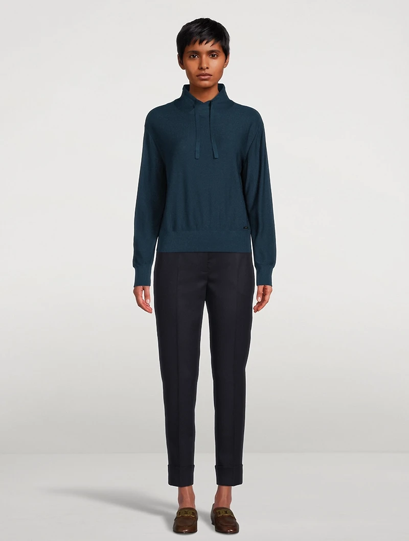 Silk Lurex Cowlneck Sweater