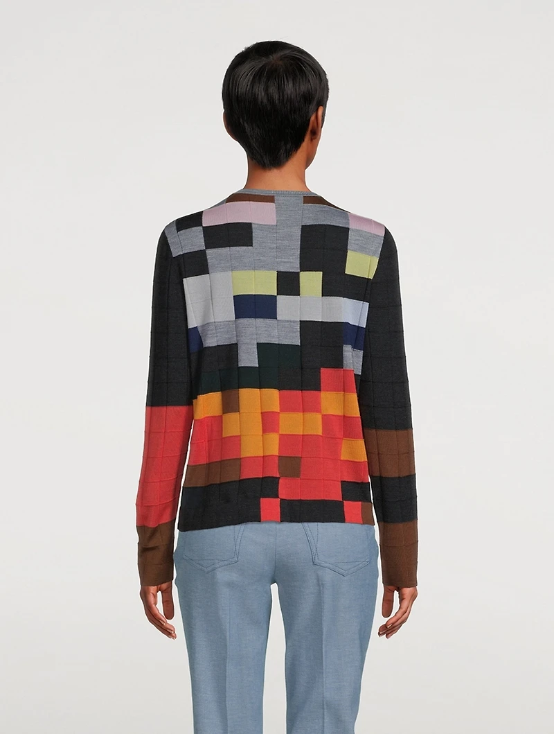 Abstract Intarsia Wool And Silk Sweater