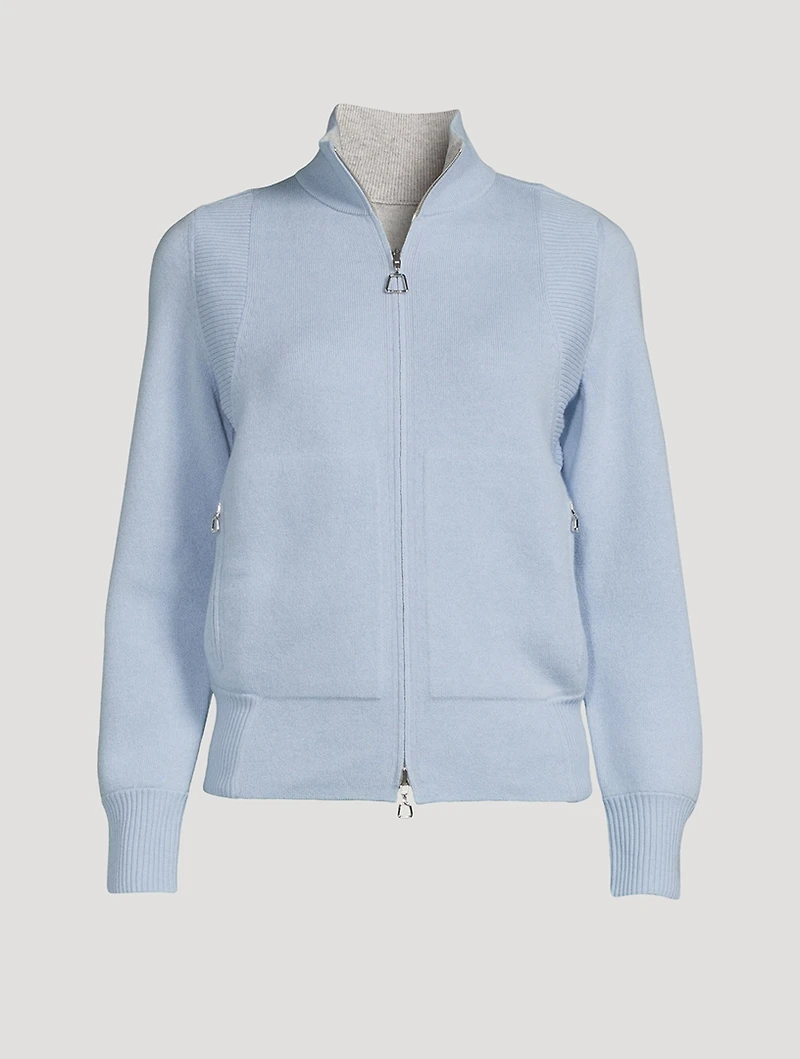 Reversible Cashmere Zip Cardigan