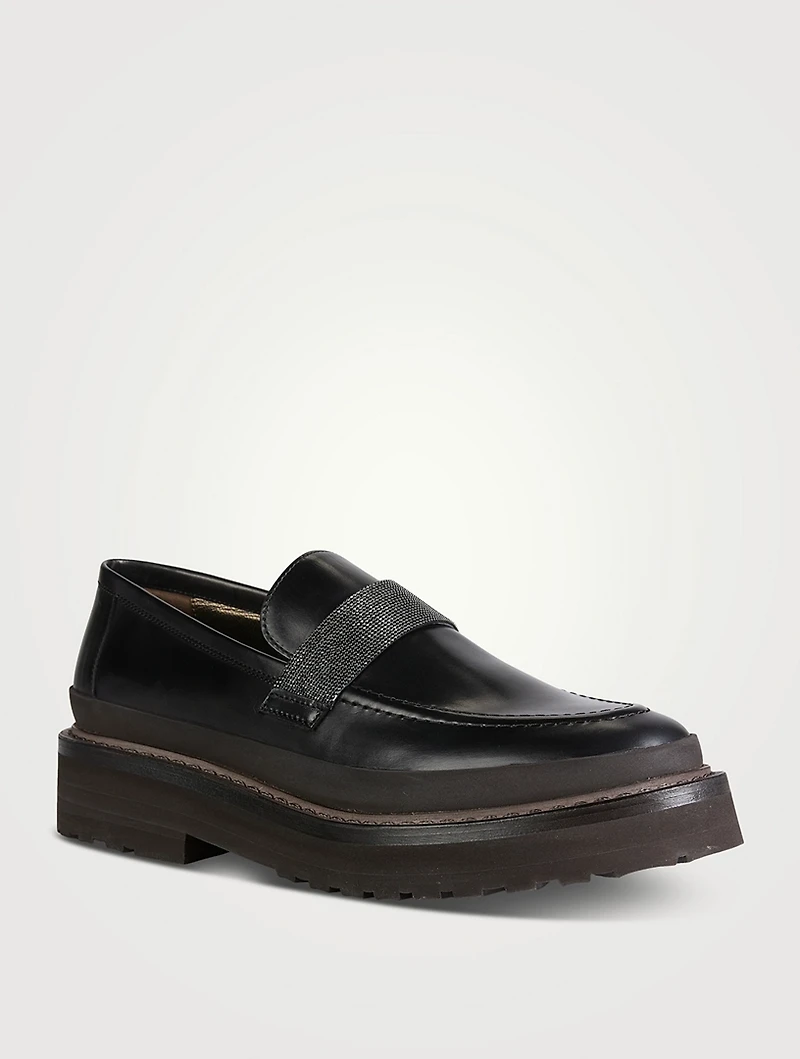 Leather Loafers With Monili Band