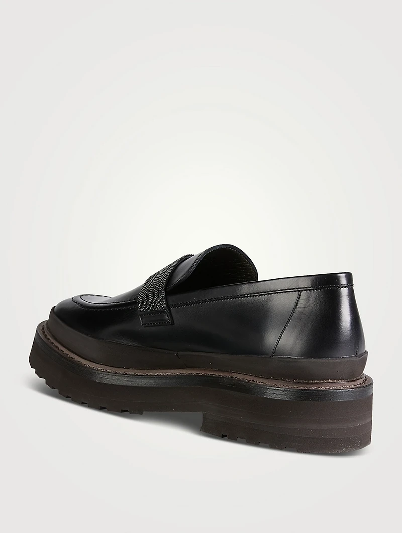 Leather Loafers With Monili Band