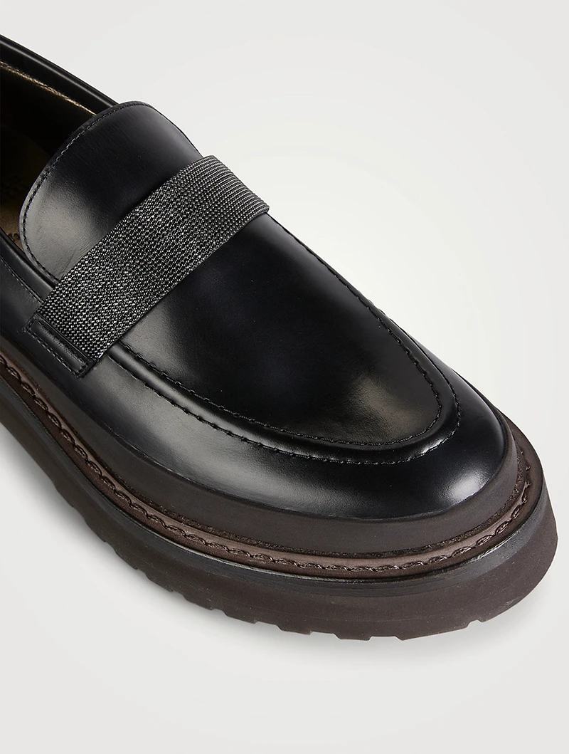 Leather Loafers With Monili Band
