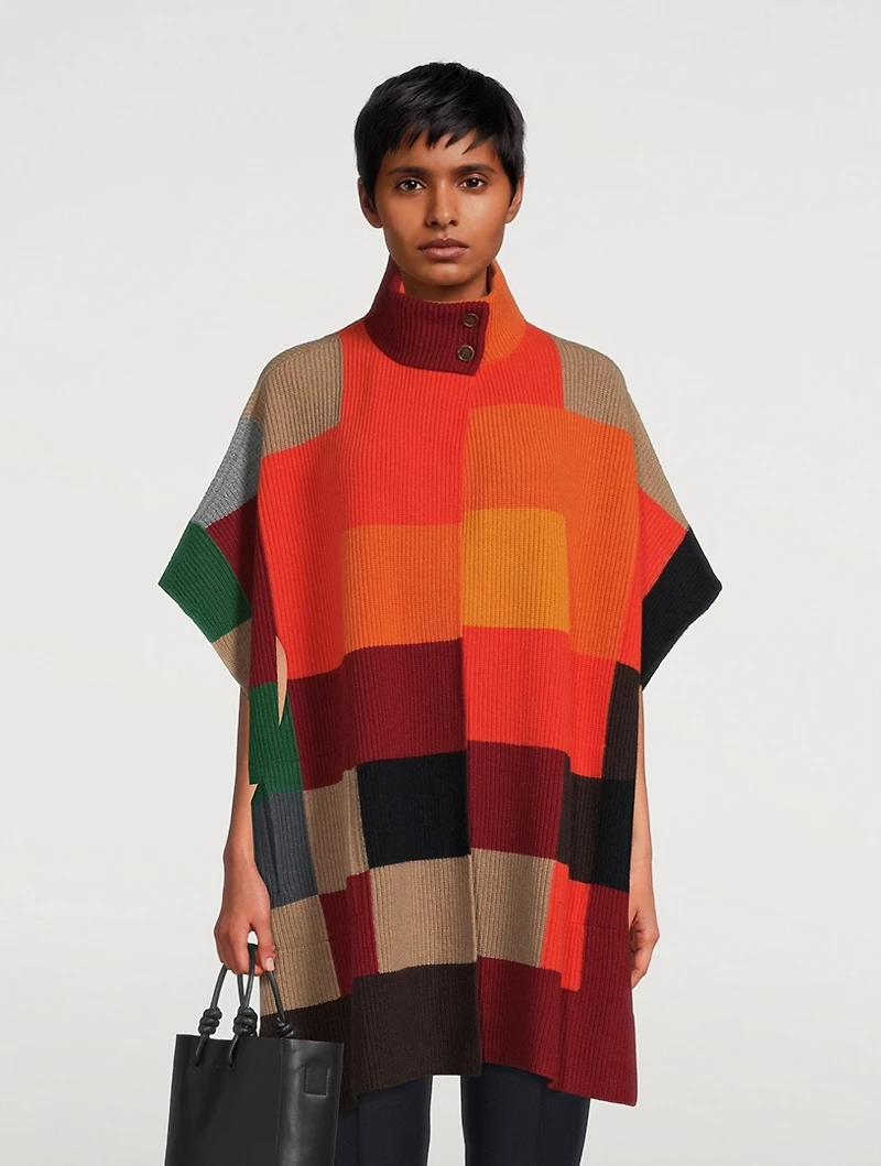 Abstract Intarsia Cashmere, Wool And Silk Cape