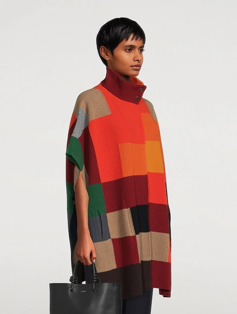Abstract Intarsia Cashmere, Wool And Silk Cape