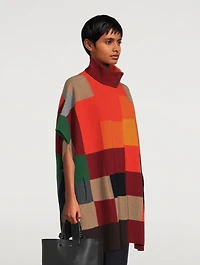 Abstract Intarsia Cashmere, Wool And Silk Cape