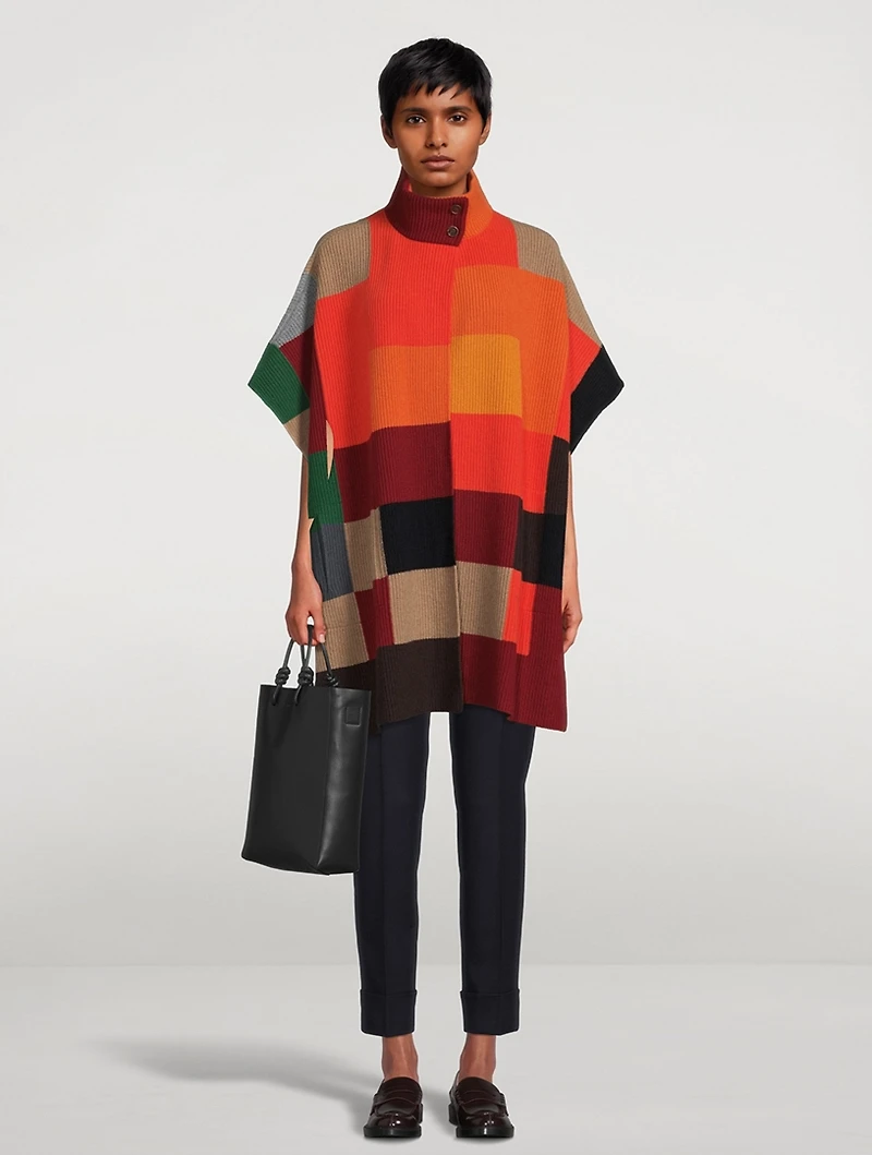 Abstract Intarsia Cashmere, Wool And Silk Cape