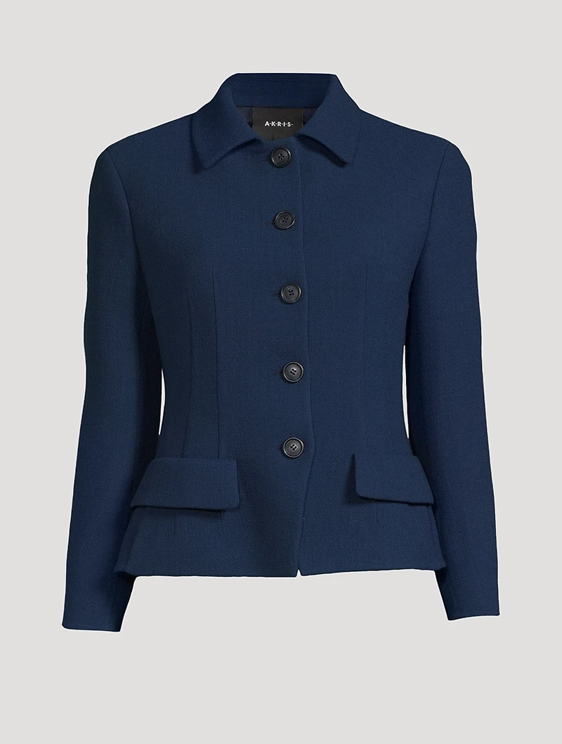 Cropped Three-Quarter Sleeve Wool Jacket