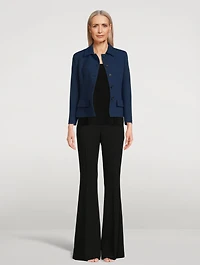 Cropped Three-Quarter Sleeve Wool Jacket