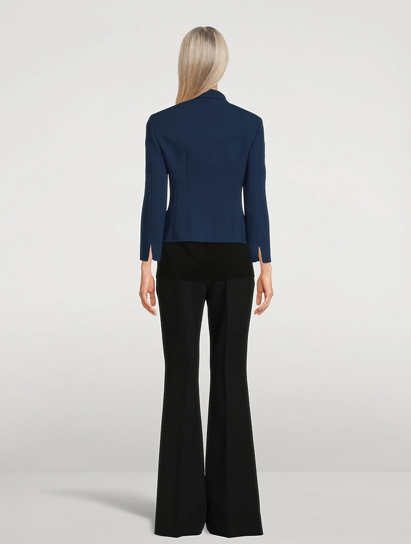 Cropped Three-Quarter Sleeve Wool Jacket