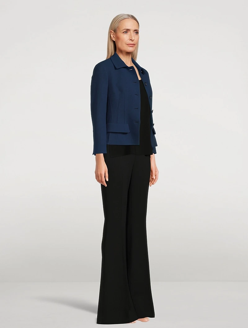 Cropped Three-Quarter Sleeve Wool Jacket